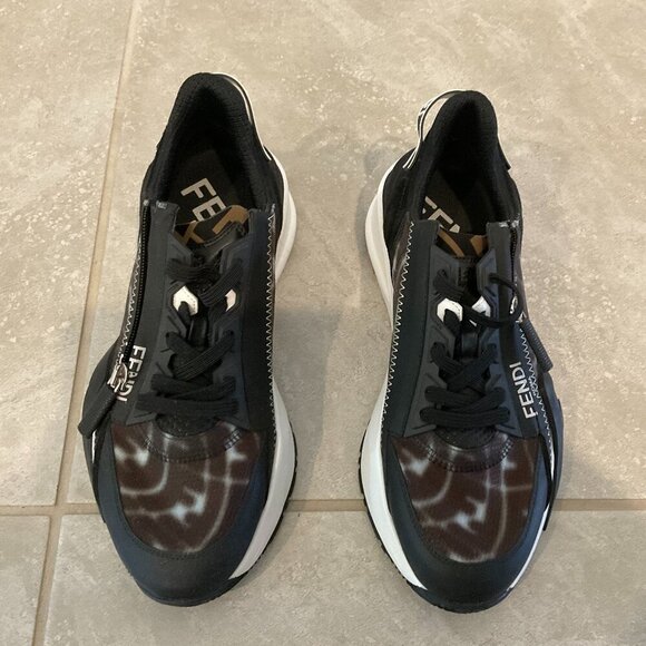 Women Fendi Flow FF Mesh & Leather Sneakers black - Picture 1 of 5